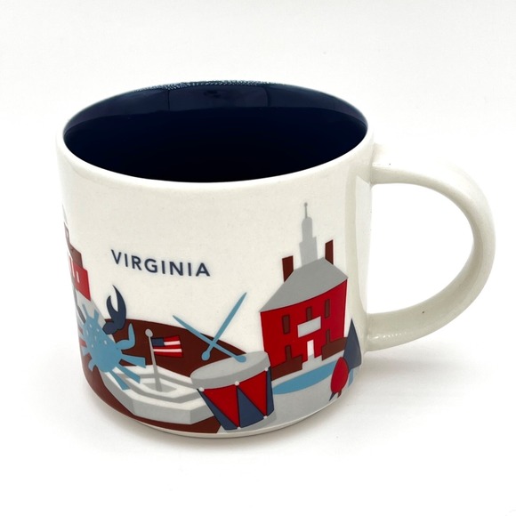 Starbucks‎ Virginia You Are Here Collection Mug 14 Oz Ceramic White Blue 2015 - Picture 1 of 6